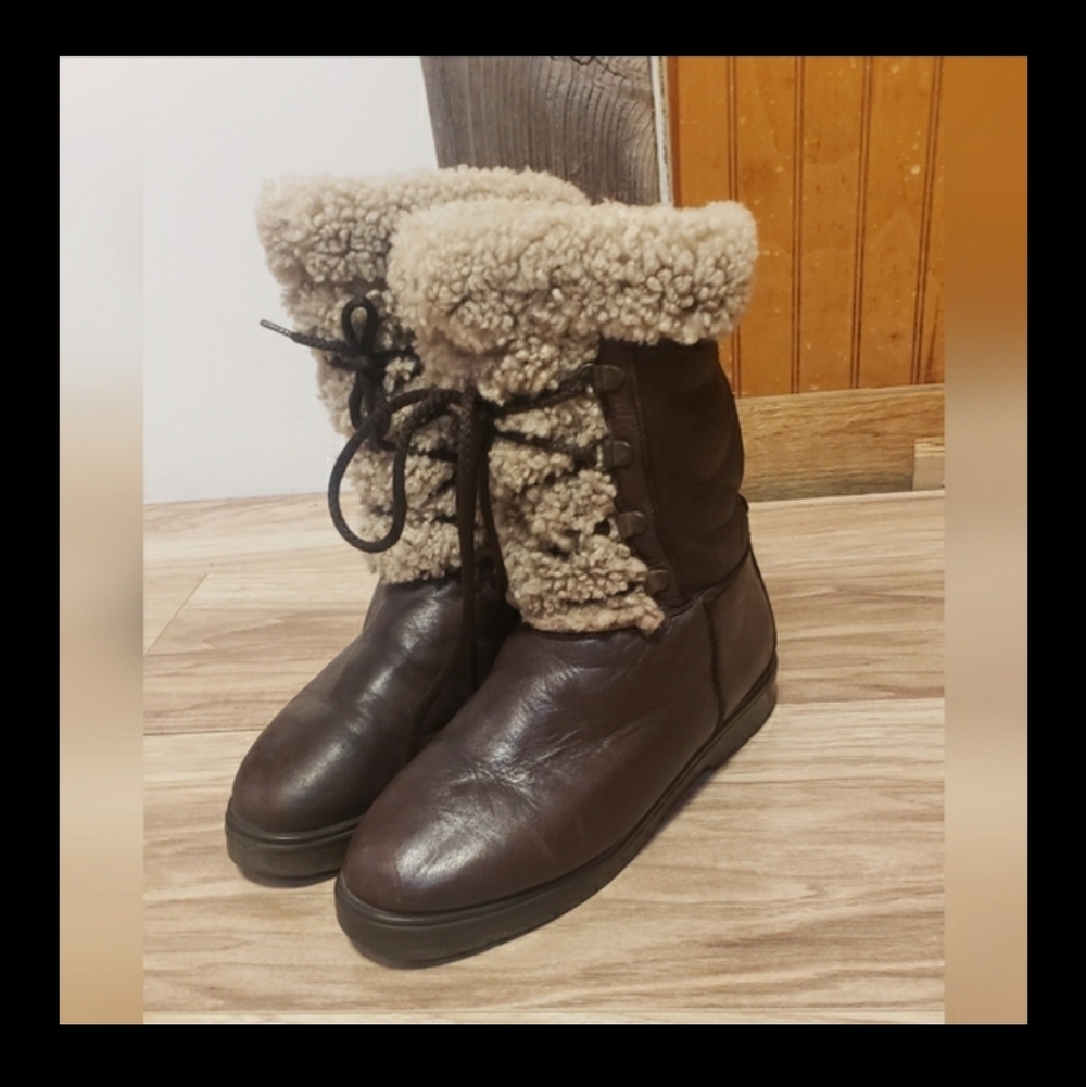 Pajar Real Leather And Real Sherling Lining Lace Up Cold Weather Boots